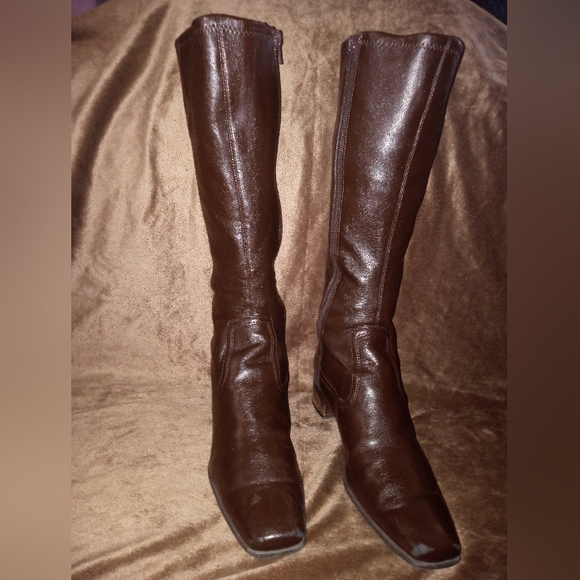 Enzo Angiolini Genuine Soft Leather Boots/ Vintage Brown Mid Calf Zipper Boots - Picture 2 of 15